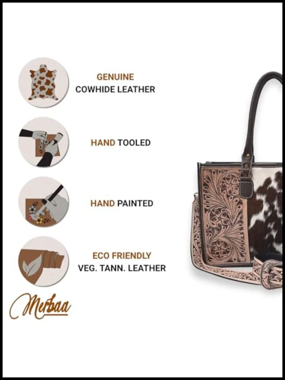 Vegetable Tanned Cowhide Leather Messenger Shoulder Bag Crossbody Purse